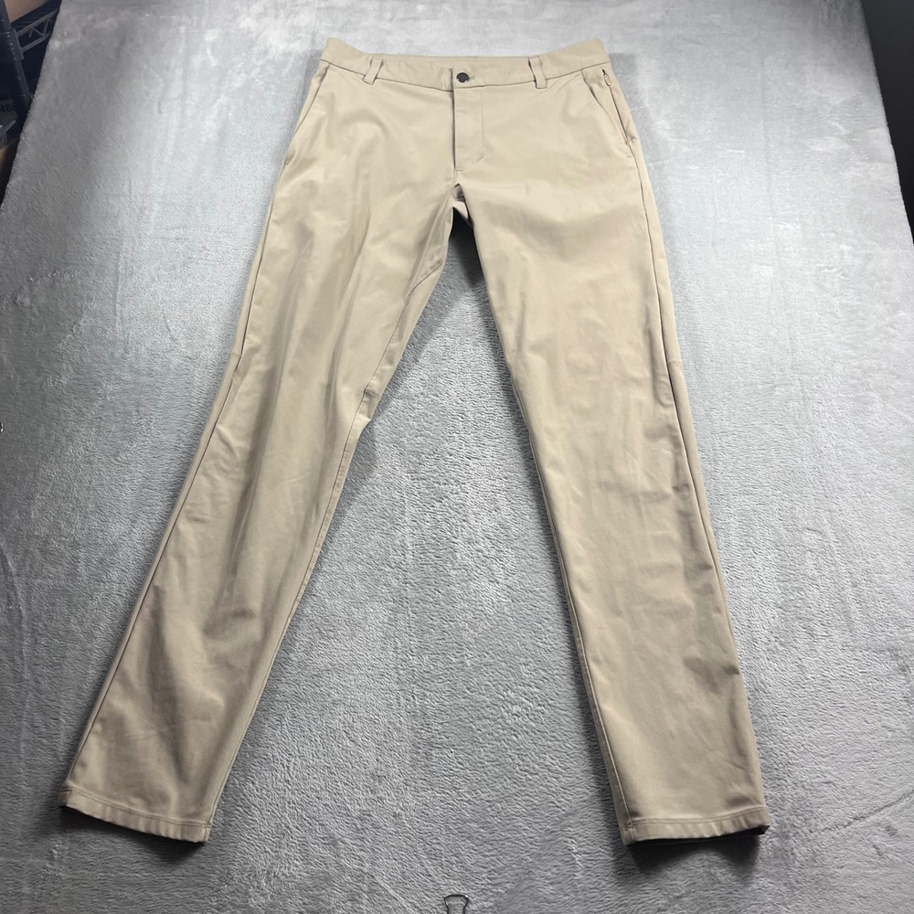 Lululemon‎ Commission Pant Slim 32 Tan Khaki Technical Chino Trousers LM5AEYS